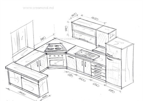 Schiţe Bucatarie In Colt Mobila Creamondi