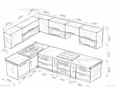 Schiţe Bucatarie In Colt Mobila Creamondi