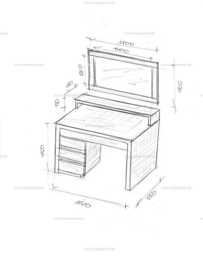 Стол косметический с зеркалом.