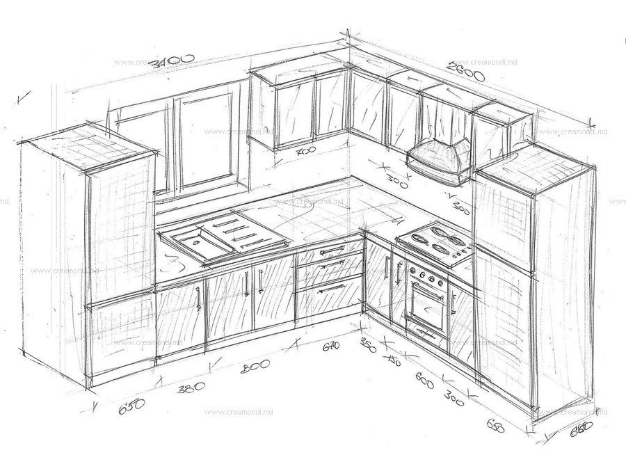 Угловая кухня с двумя холодильниками.