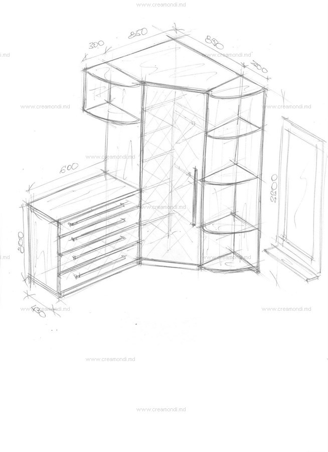 Угловой шкаф с комодом.
