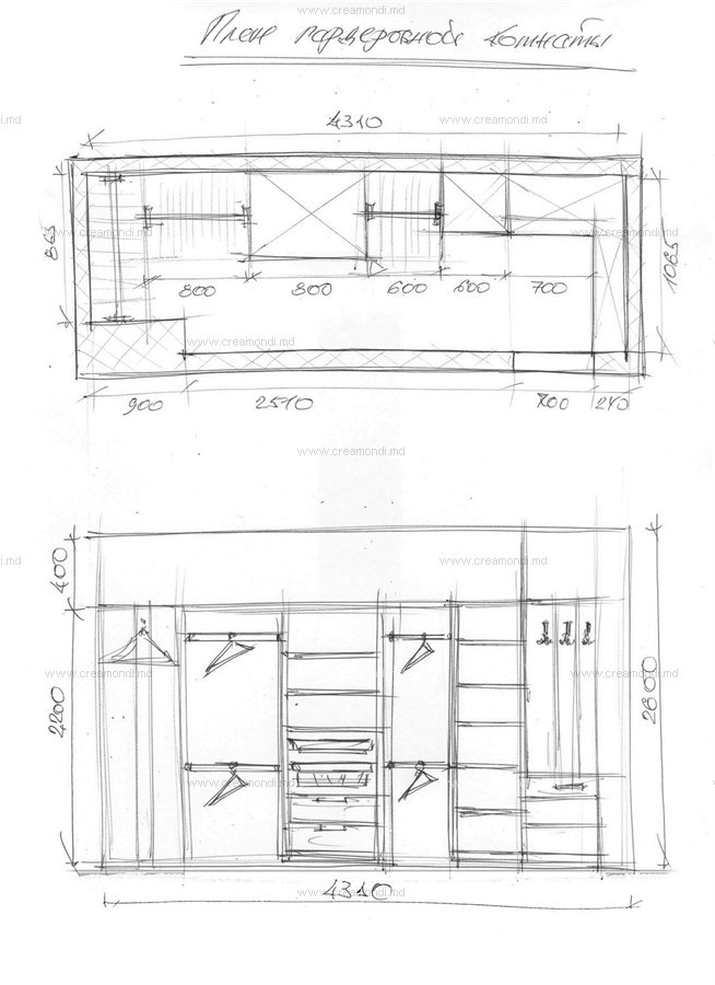 План гардеробной комнаты.