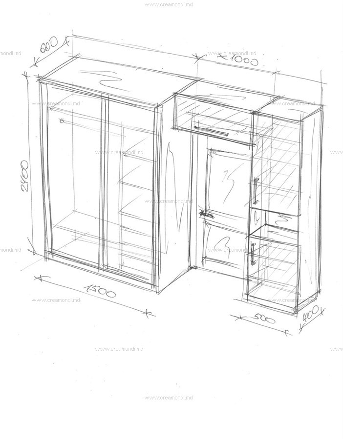 Шкаф-купе в прихожую с пеналом.
