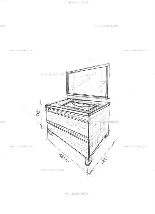 Тумба для умывальника с зеркалом.