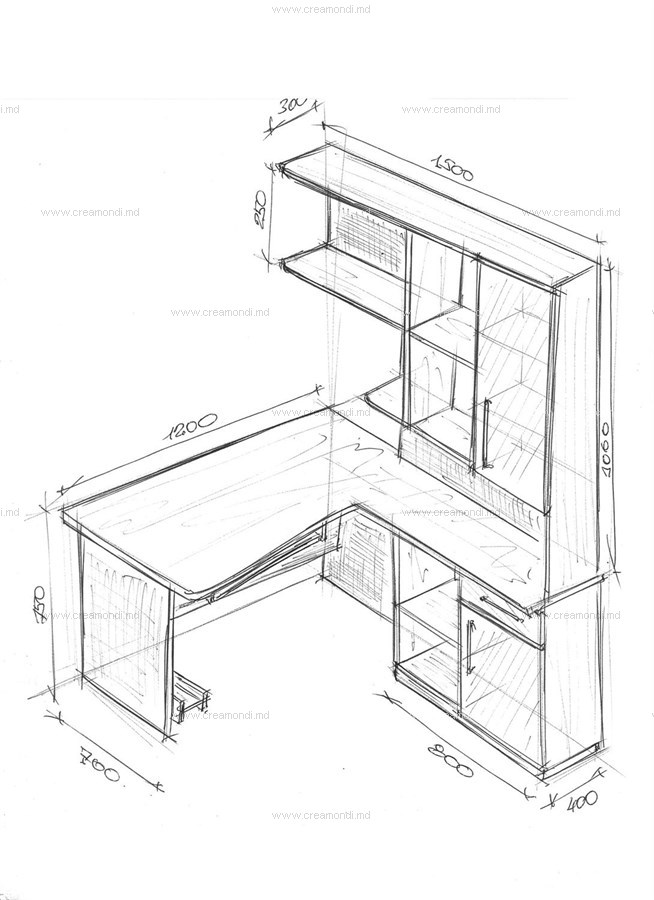 Стол для компьютера с надстройкой.