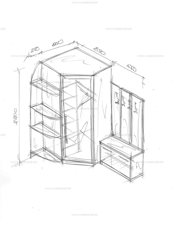 Угловой шкаф с открытой вешалкой в прихожую.