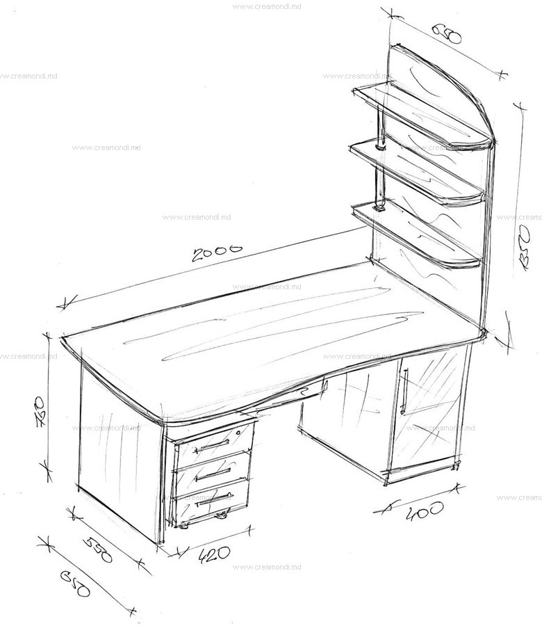Стол для компьютера с боковыми полками .