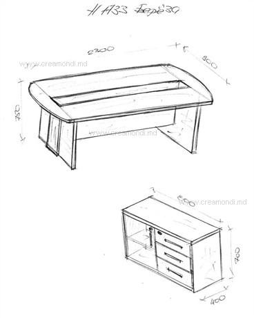 Стол для заседаний с  офисной тумбой