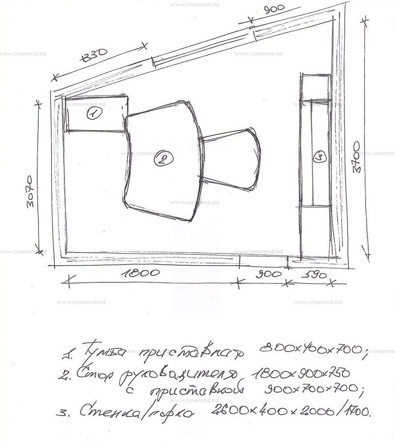 План кабинета руководителя.