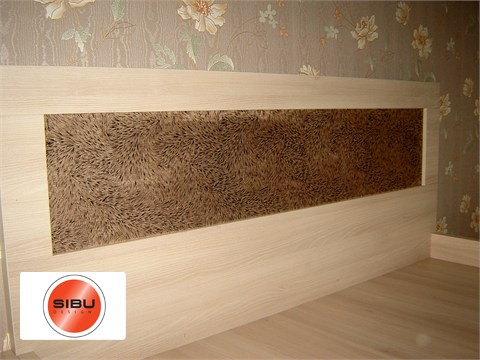 SIBU DesignПримеры применения SibuLL Pelo savanna  в спинке кровати.