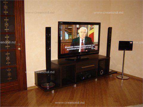 Мебель для гостинойБольшая тумба ТВ из темного ламината
