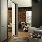 Sliding door wardrobe was finished by clouded glass and mirror panels