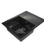 MAXSTONE Мойки из гранитной крошки. Мойка квадратная с крылом MS-15G-BLACK.