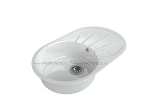 MAXSTONE Мойка круглая с крылом MS-5G-White pearl.