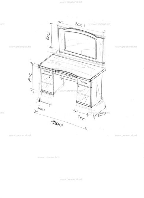 Стол косметический с зеркалом.