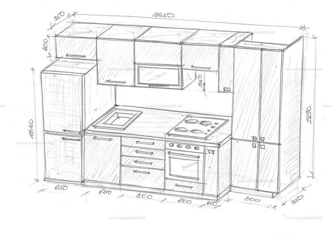 Кухня в линию.