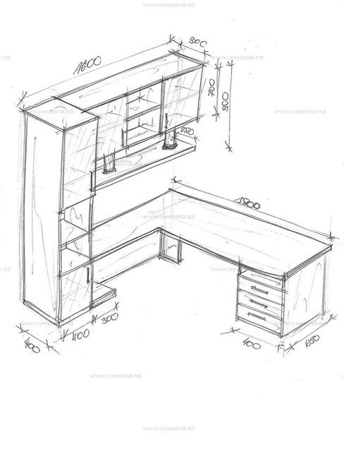 Стол угловой с пеналом и подвесным шкафом.