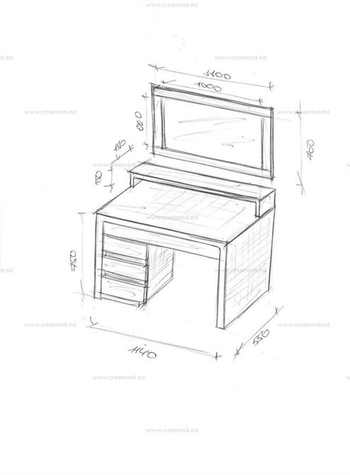 Стол косметический с зеркалом.