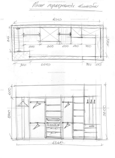 План гардеробной комнаты.