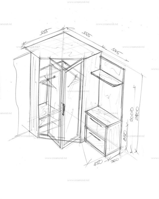 Шкаф угловой с открытой вешалкой в прихожую.