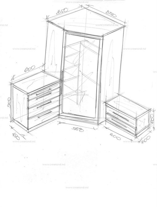 Угловой шкаф с комодом в спальню.