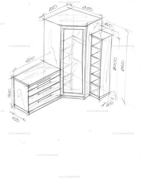 Угловой шкаф в детскую с пеналом.