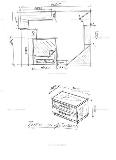 План детской и прикроватная тумба.
