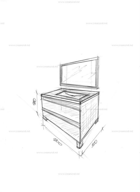 Тумба для умывальника с зеркалом.