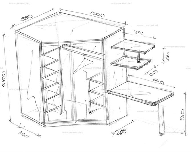 Угловой шкаф со складными дверьми