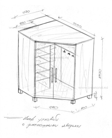 Шкаф угловой с распашными дверьми