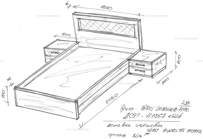 Возможный чертеж двуспальной кровати