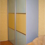 Wardrobe that is decorated by pastel color gamma materials looks very delicate