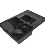 MAXSTONE Мойки из гранитной крошки. Мойка полуторная с крылом MS-11G-BLACK